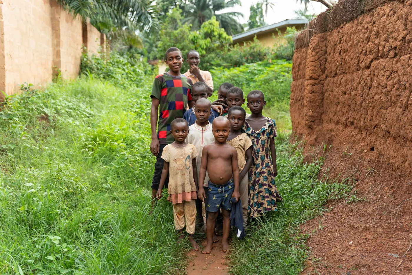 Children outside their home in a rural community